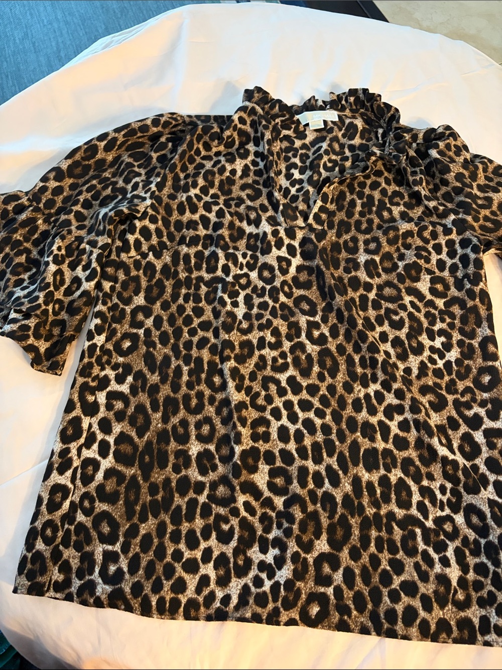 MICHAEL Michael Kors Leopard Print V-Neck Blouse - Brown/Black